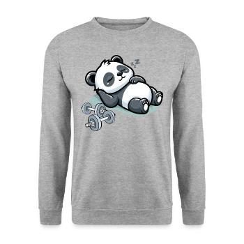 Panda The Struggle Is Real Weightlifting Gym Funny - Unisex Sweatshirt - salt & pepper - Front - Alina (178cm) & Michal (187cm)