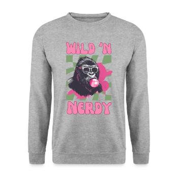 Gorilla with Sunglasses and Chewing Gum Pink - Unisex Sweatshirt - salt & pepper - Front - Alina (178cm) & Michal (187cm)