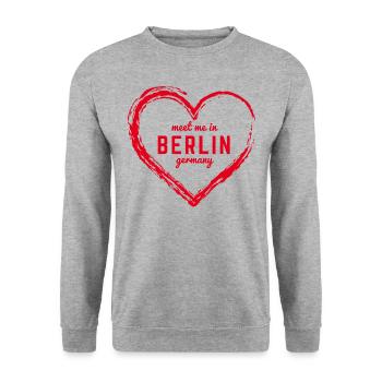 Berlin Deutschland Fan Flagge Design T Shirt - Unisex Pullover - Weißgrau meliert - Vorne - Alina (178cm) & Michal (187cm)