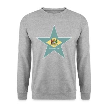 Delaware Fan T-Shirt – Küste & Charme - Unisex Pullover - Weißgrau meliert - Vorne - Alina (178cm) & Michal (187cm)