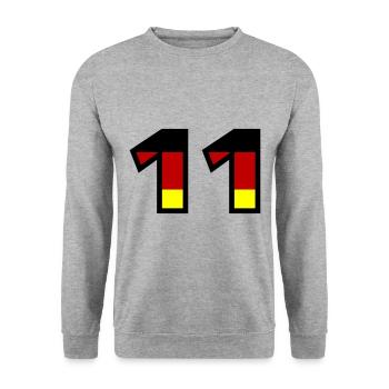Maillot Allemagne numéro 11 - Sweat-shirt Unisexe - gris chiné - Devant - Alina (178cm) & Michal (187cm)
