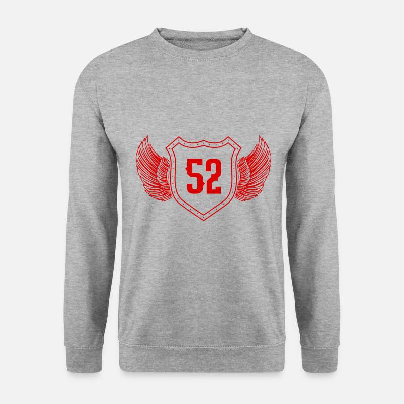 52 Zahl Wappen - Unisex Pullover - Weißgrau meliert