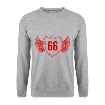 66 Nombre d’armoiries - Sweat-shirt Unisexe - gris chiné - Devant - Alina (178cm) & Michal (187cm)