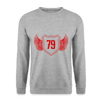 79 Nombre d’armoiries - Sweat-shirt Unisexe - gris chiné - Devant - Alina (178cm) & Michal (187cm)