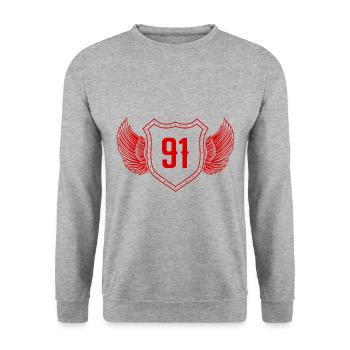 91 Nombre d’armoiries - Sweat-shirt Unisexe - gris chiné - Devant - Alina (178cm) & Michal (187cm)