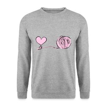 Symbole du cœur laine ligne rose amour - Sweat-shirt Unisexe - gris chiné - Devant - Alina (178cm) & Michal (187cm)