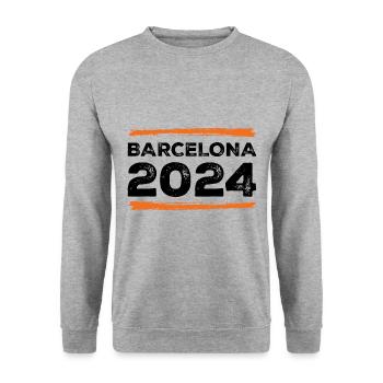 Devis Barcelone 2024 - Sweat-shirt Unisexe - gris chiné - Devant - Alina (178cm) & Michal (187cm)
