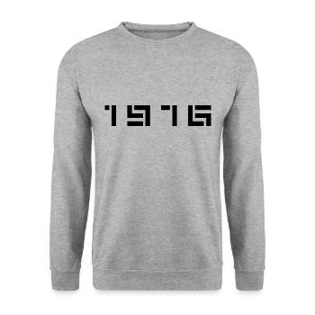 Année de naissance Anniversaire Né en - Fabriqué en 1976 - Sweat-shirt Unisexe - gris chiné - Devant - Alina (178cm) & Michal (187cm)