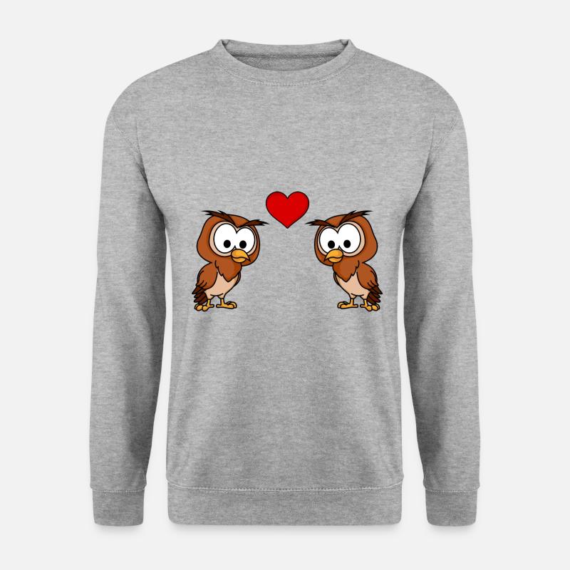 Eule Comic Paar liebe - Unisex Pullover - Weißgrau meliert