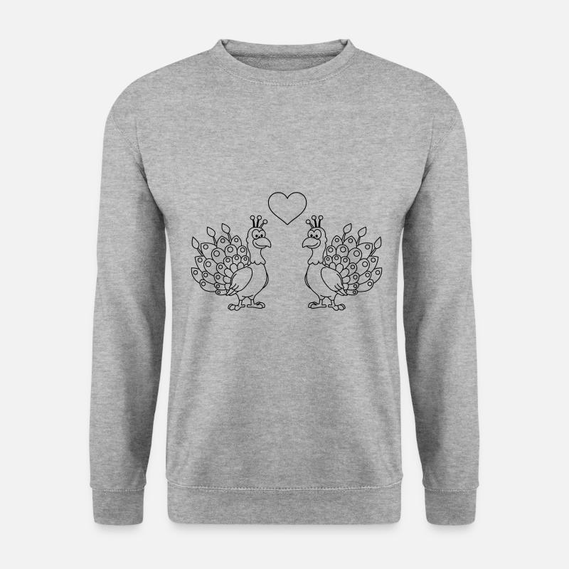 Peacock Comic Couple Amour - Sweat-shirt Unisexe - gris chiné