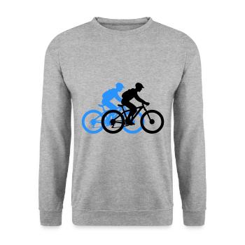 Mountain Bike Bicycle Man Silhouette - Unisex Sweatshirt - salt & pepper - Front - Alina (178cm) & Michal (187cm)