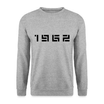 Année de naissance Né(e) - Fabriqué en 1962 - Sweat-shirt Unisexe - gris chiné - Devant - Alina (178cm) & Michal (187cm)