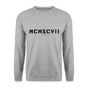 Roman numeral year of birth Made in 1997 - Unisex Sweatshirt - salt & pepper - Front - Alina (178cm) & Michal (187cm)