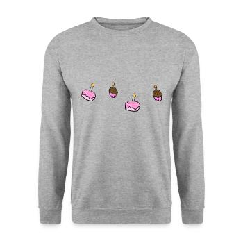 manger des bonbons au muffin à gâteau - Sweat-shirt Unisexe - gris chiné - Devant - Alina (178cm) & Michal (187cm)