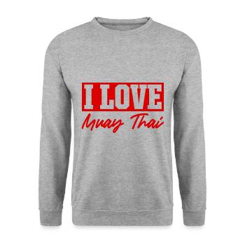 Ich liebe Muay Thai - Unisex Pullover - Weißgrau meliert - Vorne - Alina (178cm) & Michal (187cm)