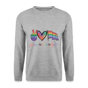 Schwul Lesbisch Regenbogen T-Shirt Geschenkidee - Unisex Pullover - Weißgrau meliert - Vorne - Alina (178cm) & Michal (187cm)