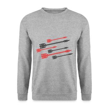 Darts Team Dartpfeile Symbol - Unisex Pullover - Weißgrau meliert - Vorne - Alina (178cm) & Michal (187cm)