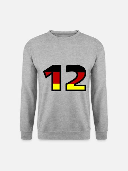 12 Zahl Deutschland Trikot - Unisex Pullover - Weißgrau meliert