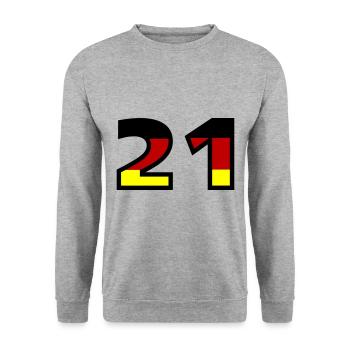 21 Numéro Allemagne Jersey - Sweat-shirt Unisexe - gris chiné - Devant - Alina (178cm) & Michal (187cm)