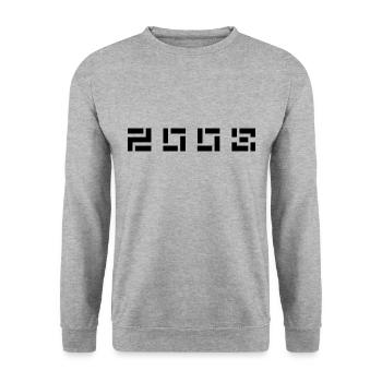 Year of Birth Born In - Made in 2008 - Unisex Sweatshirt - salt & pepper - Front - Alina (178cm) & Michal (187cm)