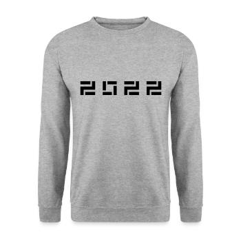 Geburtsjahr Geburtstag Born In - Made in 2022 - Unisex Pullover - Weißgrau meliert - Vorne - Alina (178cm) & Michal (187cm)