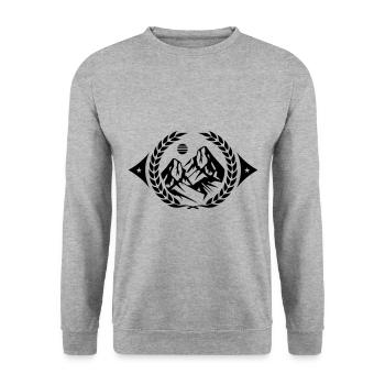 Berge Symbol - Unisex Pullover - Weißgrau meliert - Vorne - Alina (178cm) & Michal (187cm)