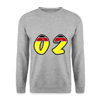 2 Zahl symbol Germany - Unisex Pullover - Weißgrau meliert - Vorne - Alina (178cm) & Michal (187cm)