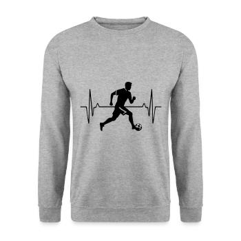 Fussballer Fussball Spieler Mann Puls Frequenz - Unisex Pullover - Weißgrau meliert - Vorne - Alina (178cm) & Michal (187cm)