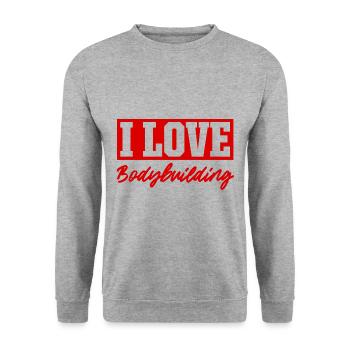 I love bodybuilding - Unisex Sweatshirt - salt & pepper - Front - Alina (178cm) & Michal (187cm)