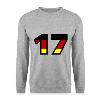 17 Number Germany Jersey - Unisex Sweatshirt - salt & pepper - Front - Alina (178cm) & Michal (187cm)