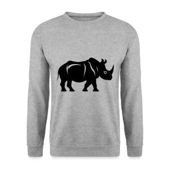 Silhouette de rhinocéros - Sweat-shirt Unisexe - gris chiné - Devant - Alina (178cm) & Michal (187cm)