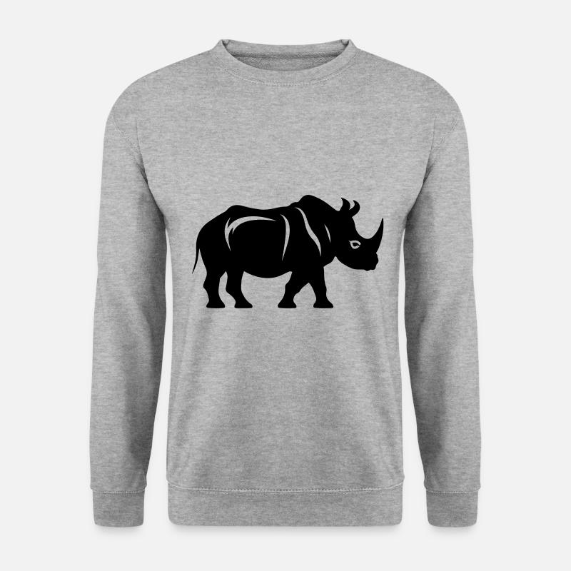 Nashorn Silhouette - Unisex Pullover - Weißgrau meliert