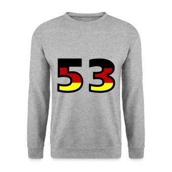 53 Numéro Allemagne Jersey - Sweat-shirt Unisexe - gris chiné - Devant - Alina (178cm) & Michal (187cm)