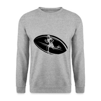 Rétro Rugby Rugby Fan Rugby Rugby Rugby Jouer - Sweat-shirt Unisexe - gris chiné - Devant - Alina (178cm) & Michal (187cm)