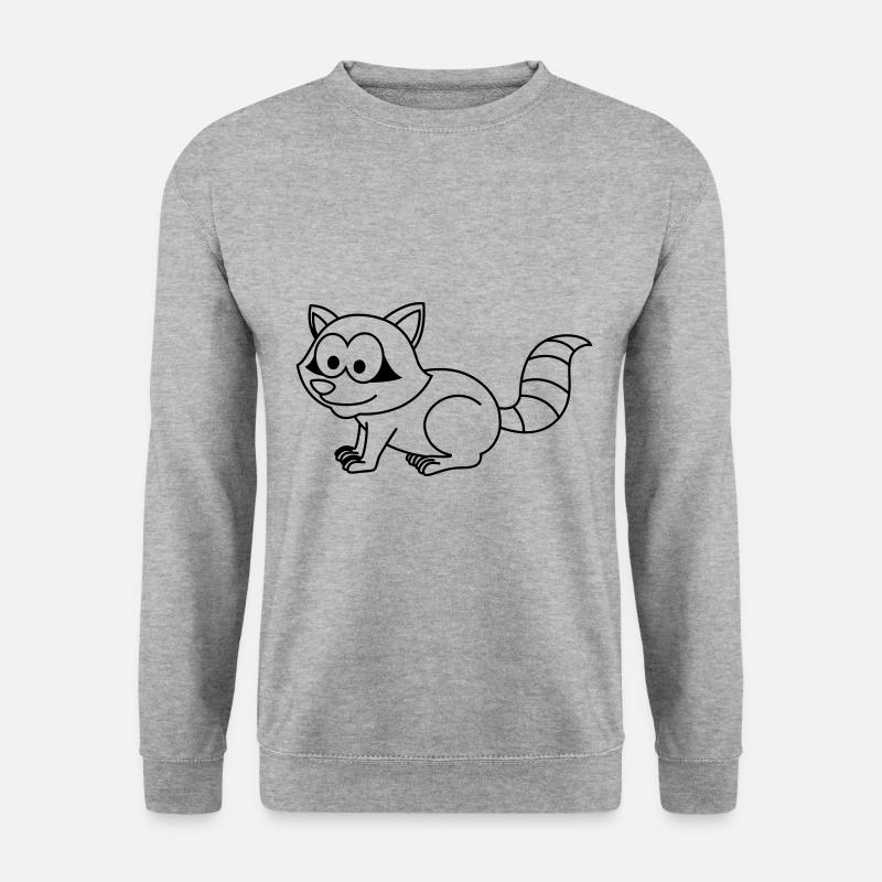 Waschbär Comic Tier - Unisex Pullover - Weißgrau meliert