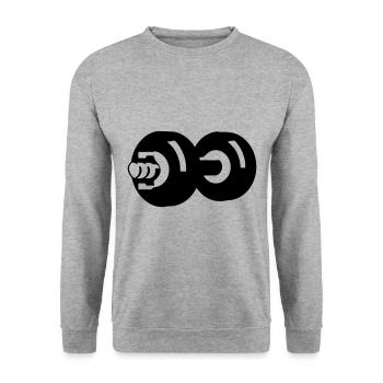 Dumbbell Gym Symbol Workout - Sweat-shirt Unisexe - gris chiné - Devant - Alina (178cm) & Michal (187cm)