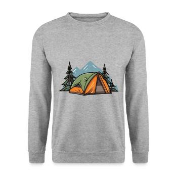 Tente de camping en plein air - Sweat-shirt Unisexe - gris chiné - Devant - Alina (178cm) & Michal (187cm)
