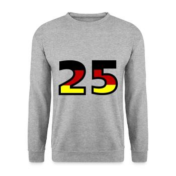 25 Number Germany Jersey - Unisex Sweatshirt - salt & pepper - Front - Alina (178cm) & Michal (187cm)