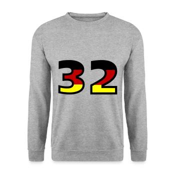32 Numéro Allemagne Jersey - Sweat-shirt Unisexe - gris chiné - Devant - Alina (178cm) & Michal (187cm)