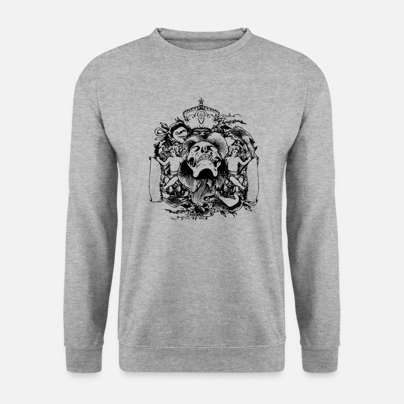 Totenkopf Horror Grusel Rock and Roll Geschenk - Unisex Pullover - Weißgrau meliert