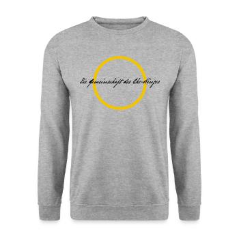 Junggesellenabschied - Gemeinschaft des Eheringes - Unisex Pullover - Weißgrau meliert - Vorne - Alina (178cm) & Michal (187cm)