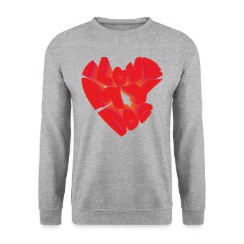 I love my dog. - Unisex Pullover - Weißgrau meliert - Vorne - Alina (178cm) & Michal (187cm)