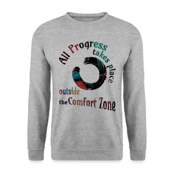 all progress enso dark Kopie - Unisex Pullover - Weißgrau meliert - Vorne - Alina (178cm) & Michal (187cm)