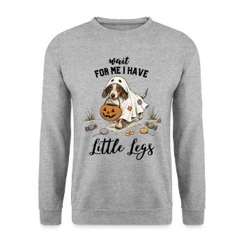 Dachshund Ghost Halloween Trick or Treat - Unisex Sweatshirt - salt & pepper - Front - Alina (178cm) & Michal (187cm)