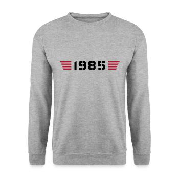 Année de naissance Anniversaire Né en 1985 - Fait en 1985 - Sweat-shirt Unisexe - gris chiné - Devant - Alina (178cm) & Michal (187cm)