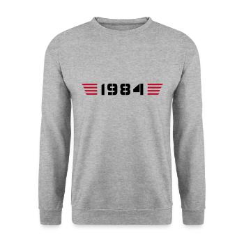 Année de naissance Né en 1984 - Fabriqué en 1984 - Sweat-shirt Unisexe - gris chiné - Devant - Alina (178cm) & Michal (187cm)