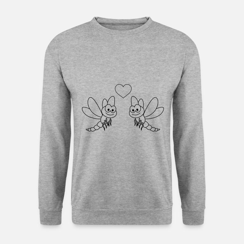 libellule comic couple amour - Sweat-shirt Unisexe - gris chiné