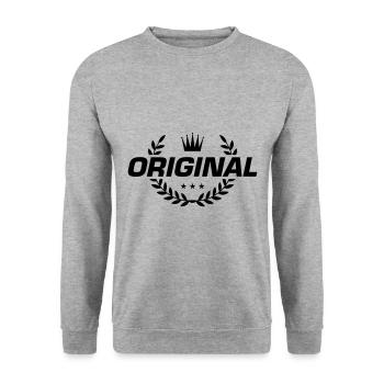 Emblème original - Sweat-shirt Unisexe - gris chiné - Devant - Alina (178cm) & Michal (187cm)