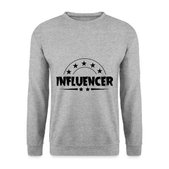 Influencer Beruf - Unisex Pullover - Weißgrau meliert - Vorne - Alina (178cm) & Michal (187cm)
