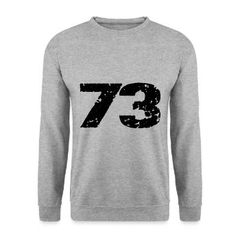 73 Maillot numéro - Sweat-shirt Unisexe - gris chiné - Devant - Alina (178cm) & Michal (187cm)